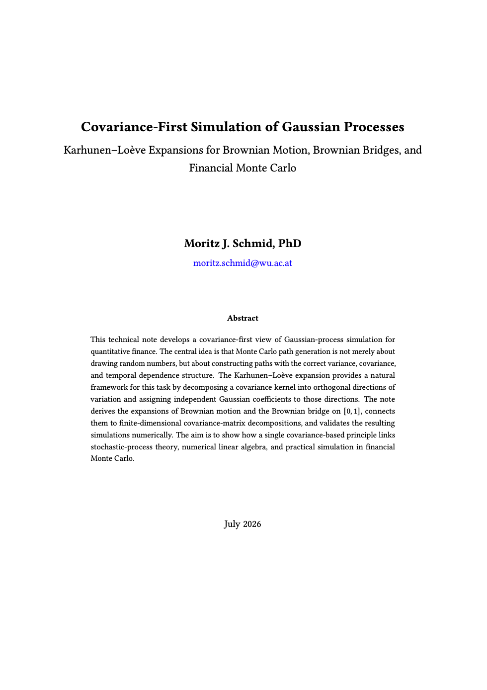 Preview of Covariance-First Simulation of Gaussian Processes technical note