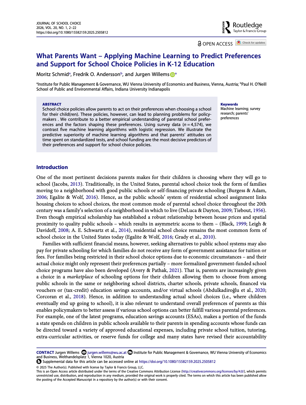 First page of: What Parents Want — Journal of School Choice